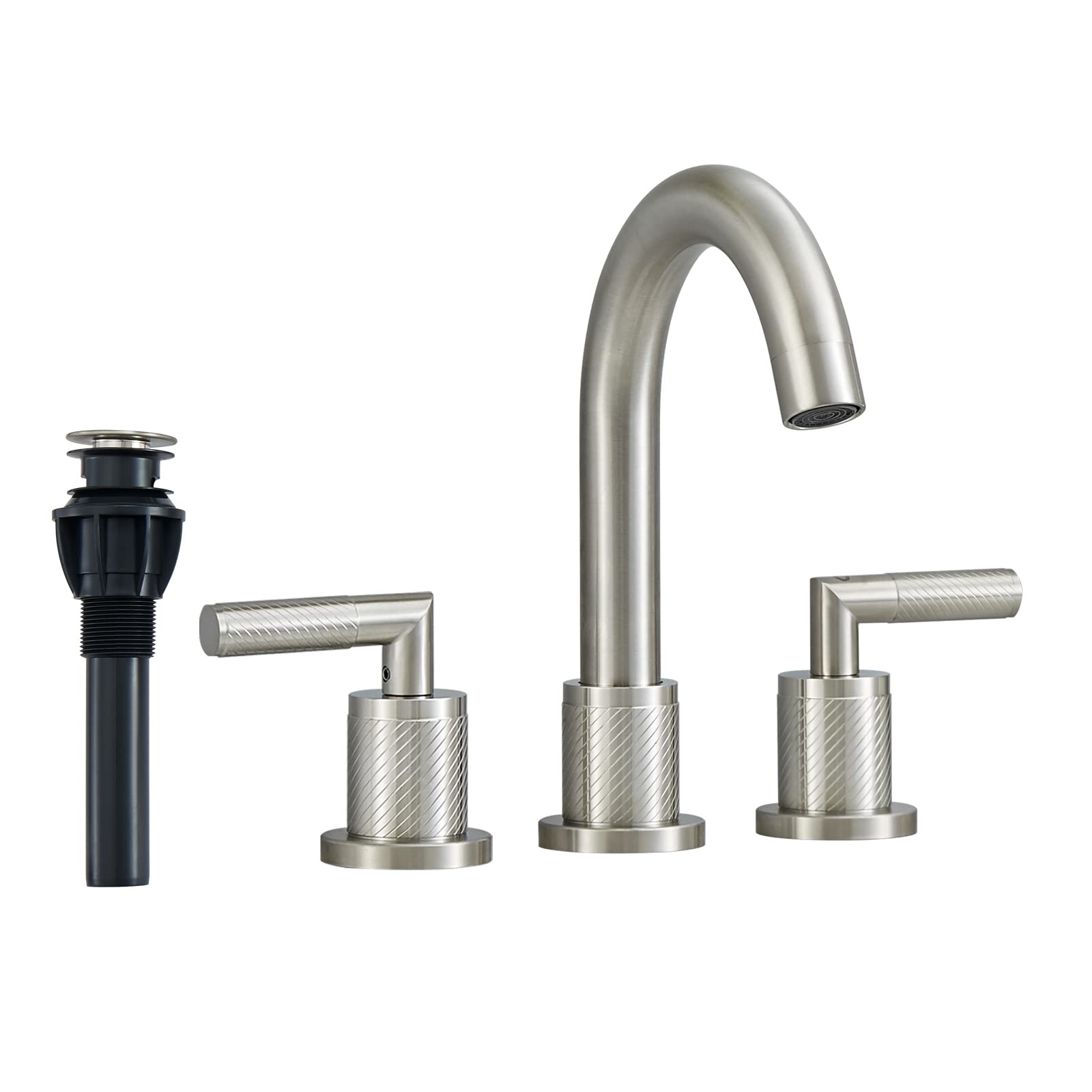 Bathroom Faucet 2 Handle Brushed Nickel Bathroom Sink Faucet Widespread 3 Hole 360° Swivel Spout Modern Sink Basin Faucets 8 inch[Unable ship on weekends, TK/TEMU only for pickup, only TX10643 warehouse supports GOFO]
