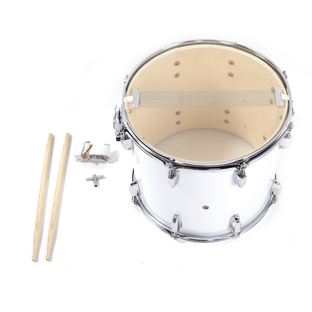 14 x10 inches Marching Drum Drumsticks Key Strap White